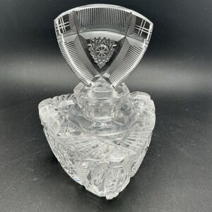 Vintage Art Deco Czech Cut Crystal Glass Perfume Bottle Glass Stem Stopper